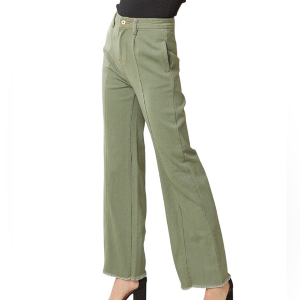Entro Light Green Textured Pants